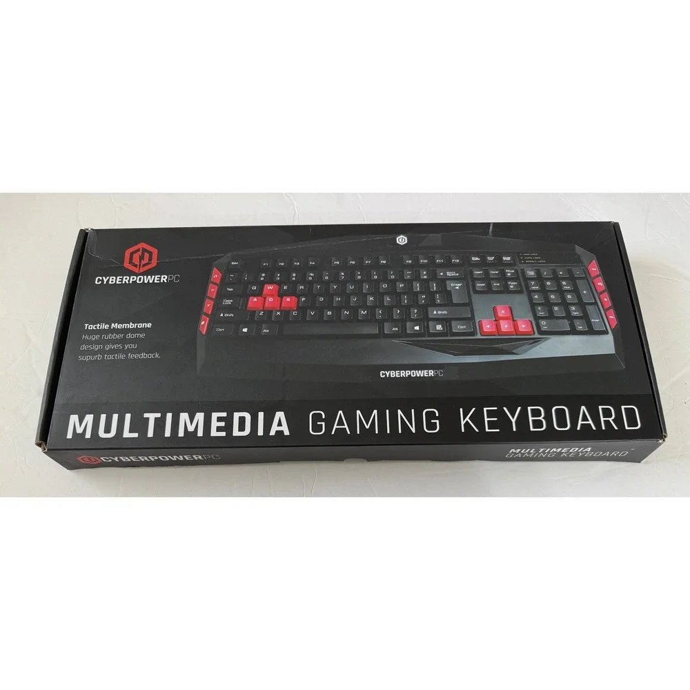 CyberPowerPC Multimedia Gaming Keyboard LED Tactile Membrane USB Black Red
